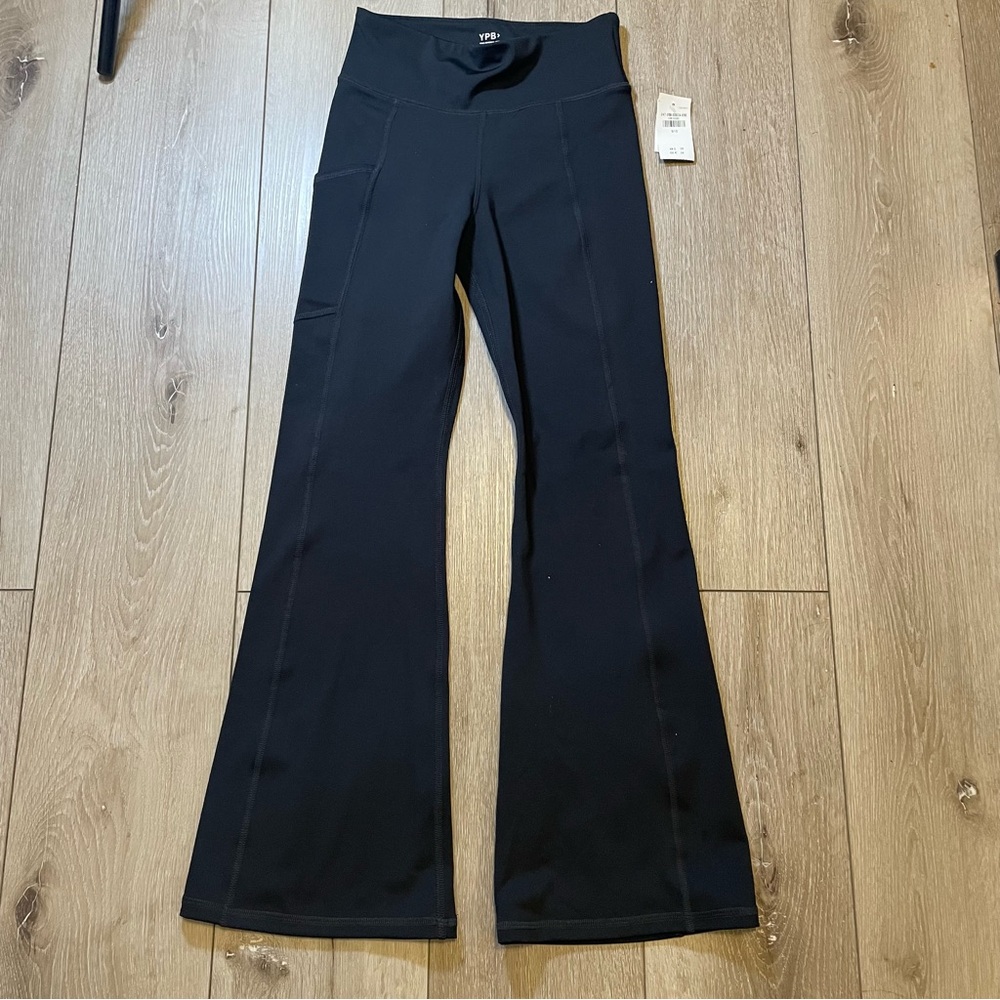 NWT Abercrombie‎ Kids YPB Black Flare Leggings 9/10 Yoga High Rise Athleisure